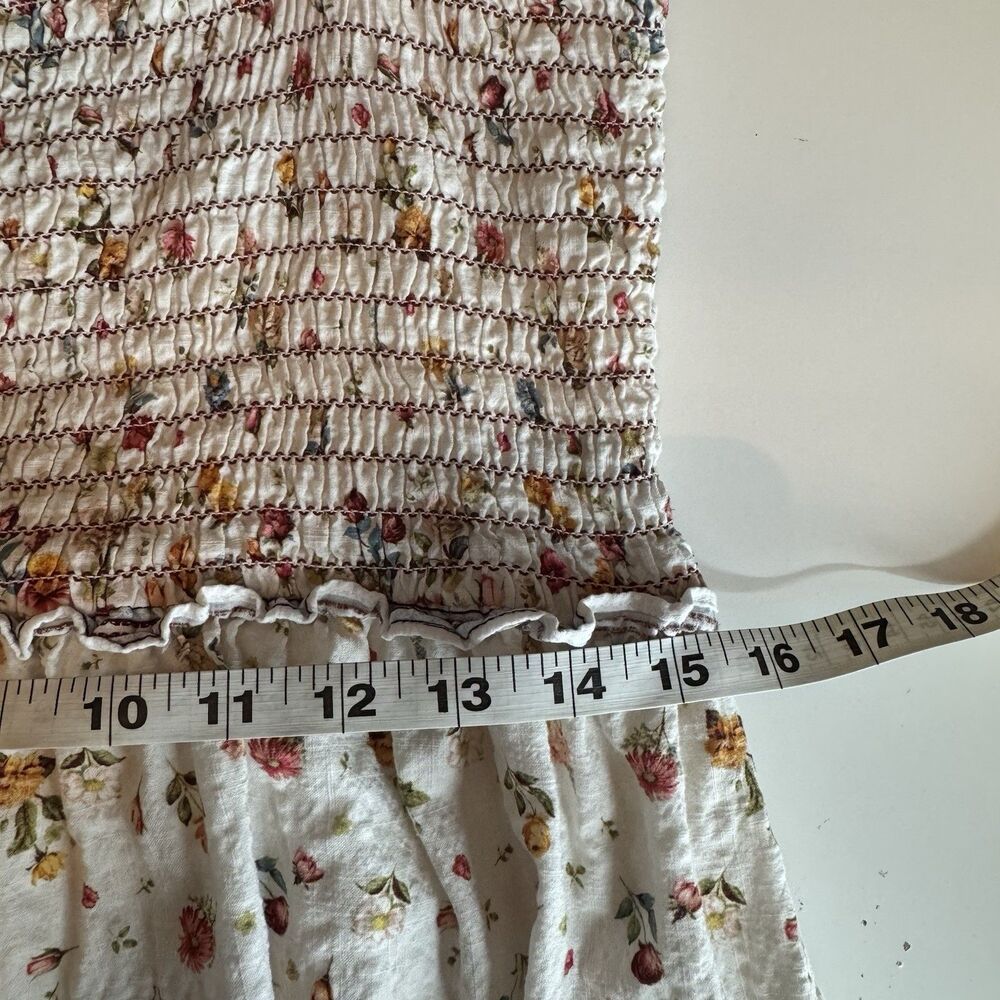 Max Studio London Smocked Floral Maxi Dress Cottagecore Boho Ruffle Prairie XL - Picture 11 of 12